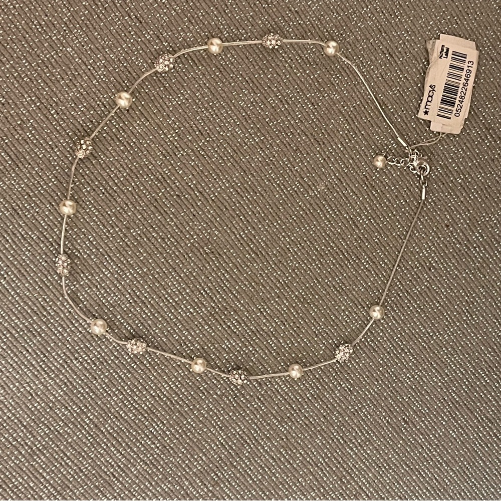 Classics silver-tone white pearl fireball ajustable necklace - Picture 3 of 8